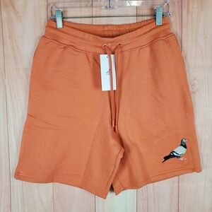 Staple Shorts Mens Medium Orange Embroidered Pigeon Logo Sweatshort Drawstring
